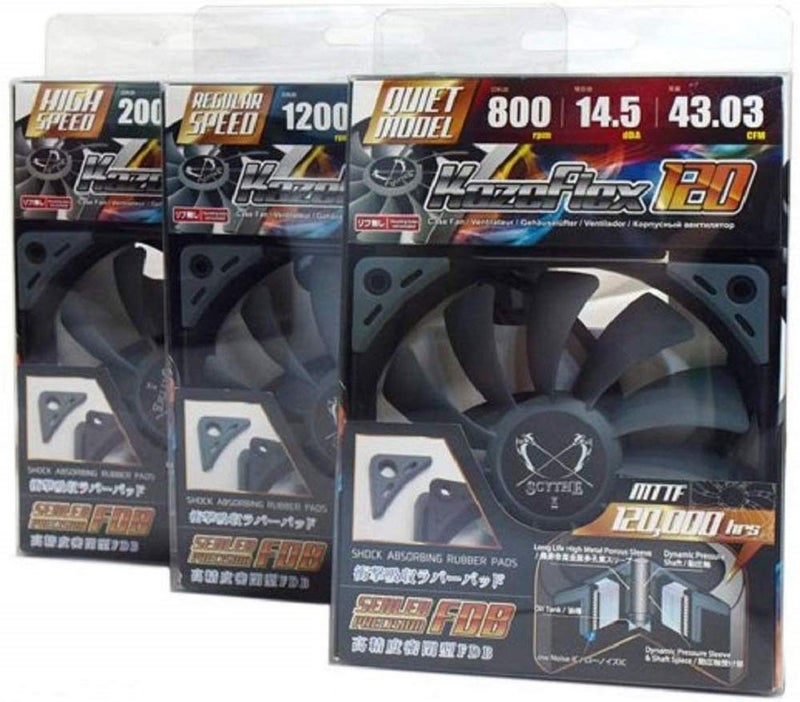 SCYTHE Kaze Flex 120 High Air Flow PC Case Fan, Fluid Dynamic Bearing,120mm x 25mm (3-pin Connector, 800RPM) - Image 5